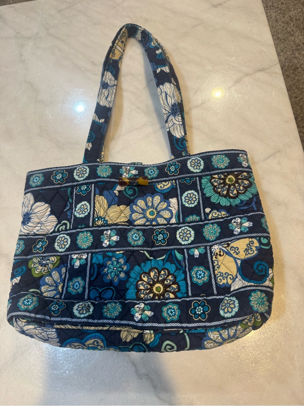 Mod Blue Floral Vera Bradley Shoulder Bag - Retired Pattern 